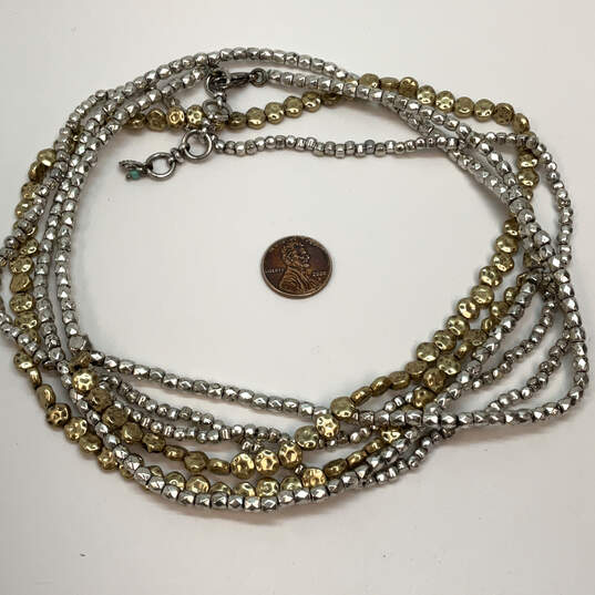 Designer Lucky Brand Two-Tone Multi Strand Beaded Statement Necklace image number 2