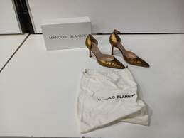 Women's Manolo Blahnik Gold d'Orsay Stiletto Heels Sz 6 IOB