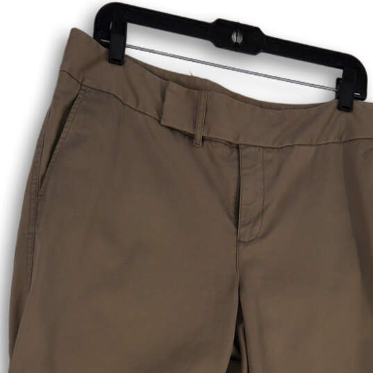 Womens Beige Flat Front Pockets Straight Leg Vision Fit Capri Pants Size 12 image number 3