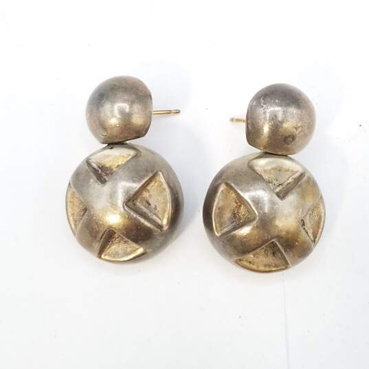 Sterling Silver ( X ) Marks The Spot Dome Post Earrings Damage 20.0g image number 4