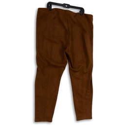 NWT Womens Brown Classic Faux Leather Flat Front Ankle Pants Size 3X alternative image