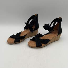 Ugg Womens Traci 1092441 Black Tan Wedge Heel Zipper Espadrille Sandals Size 9.5