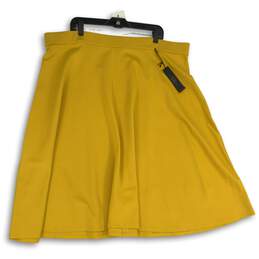NWT Womens Mustard Flat Front Knee Length Pull-On A-Line Skirt Size 22/24