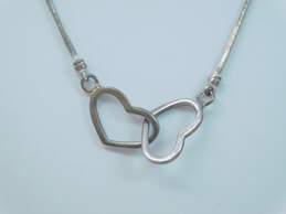 Artisan 925 Interlocking Hearts Pendant Snake Chain Necklace & Modernist Sugilite Abstract Brooch 19.5g alternative image
