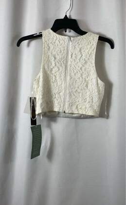 NWT My Michelle Womens White Floral Lace Back Zip Sleeveless Cropped Tank Size 7 alternative image