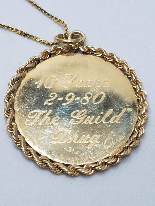 14K Gold Engraved Pendant Necklace 6.6g image number 4