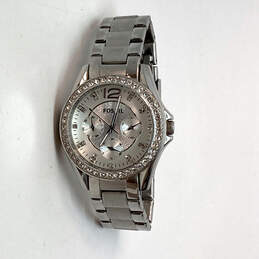 Designer Fossil Riley ES3202 Silver-Tone Rhinestone Analog Wristwatch