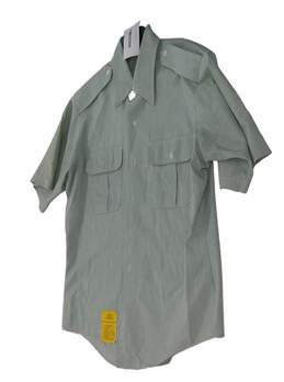 NWT Mens Green Short Sleeve Collared Pockets Casual Button Up Shirt Size 15.5 alternative image