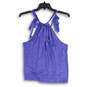 NWT Womens Purple Pleated Sleeveless Halter Neck Blouse Top Size Small image number 2