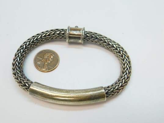 Artisan 925 Tube & Chunky Foxtail Woven Chain Statement Bracelet image number 4