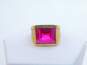 10K Gold Faceted Ruby Etched Textured Statement Band Ring 9.5g image number 1