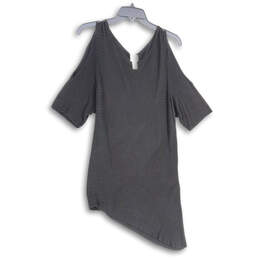 Womens Gray Cold Shoulder Asymmetrical Hem Pullover Sweater Dress Size 4