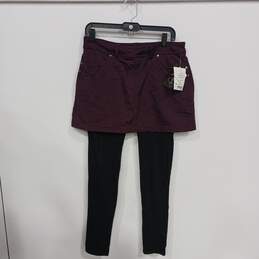 NWT Womens Purple Black Bettona Stretch Combo 2 In 1 Skirt Legging Size MT