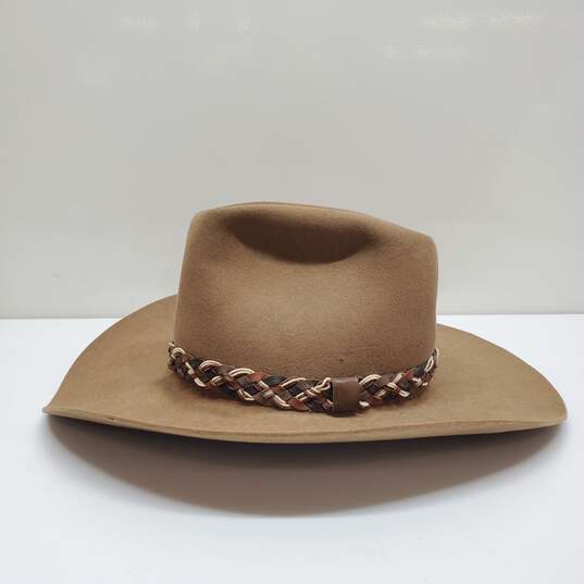 Vintage Bailey Brown Leather Cowboy Hat Size 7 1/8, Used image number 3