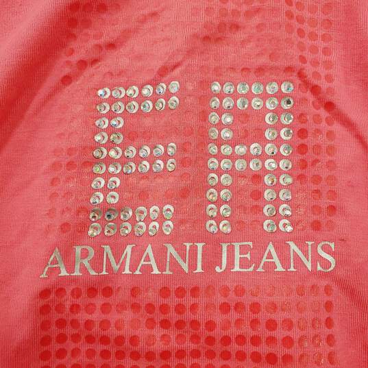 Armani Jeans Women Pink Studded Logo Tee S image number 7