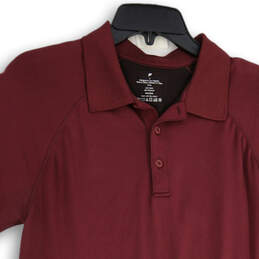 Mens Burgundy Short Sleeve Spread Collar Golf Polo Shirt Size Medium
