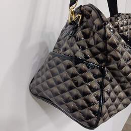 Nicole Miller Grey Quilted Patent Weekender Bag with Shoulder Strap alternative image