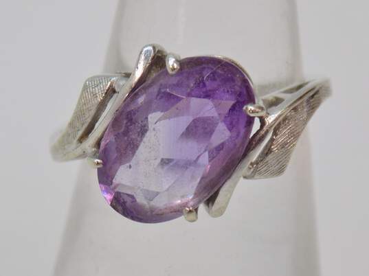 Vintage 14k White Gold Amethyst Bypass Ring 3.4g image number 1