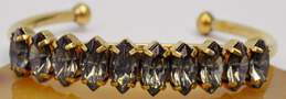 Elizabeth Cole Gold Tone Marquise Rhinestone Cuff Bracelet 17.5g