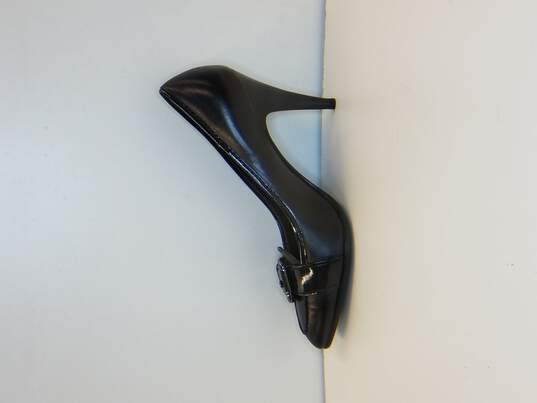 Via Spiga Black Leather Pump Buckle Detail Point Toe Heel Womens Size 8 M image number 6