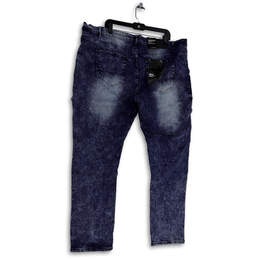 NWT Mens Blue Denim Medium Wash Distressed Pockets Skinny Jeans Size 46/34 alternative image