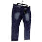 NWT Mens Blue Denim Medium Wash Distressed Pockets Skinny Jeans Size 46/34 image number 2