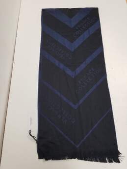 Authentic Versace Collection Blue Chevron Wool Scarf