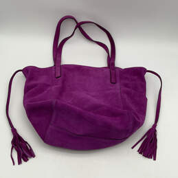 Womens Purple Suede Inner Pockets Double Handle Magnetic Shoulder Bag alternative image