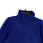 Mens Blue Fleece Long Sleeve Quarter-Zip Mock Neck Pullover Sweater Size M image number 3