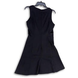 Womens Black Sleeveless Round Neck Back Zip Fit & Flare Dress Size 4 alternative image