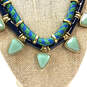Designer J. Crew Gold-Tone Chain Blue Enameled Corded Statement Necklace image number 3
