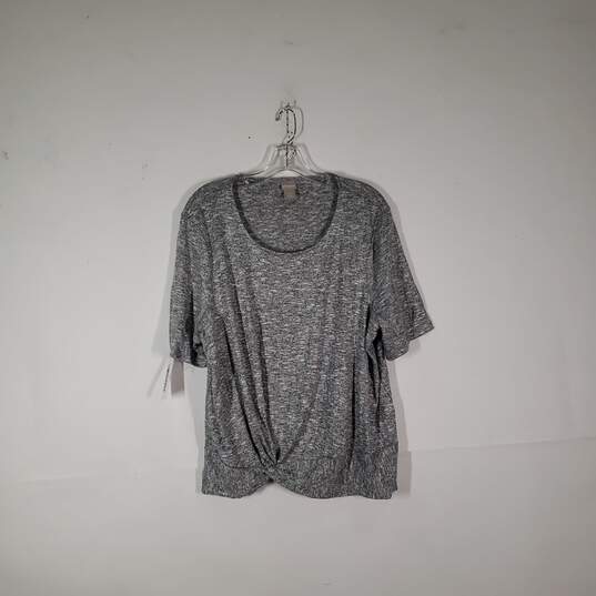 Womens Regular Fit Scoop Neck Short Sleeve Pullover Blouse Top Size XL image number 1