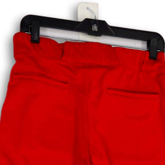 Womens Red Elastic Waist Flat Front Athletic Cropped Pants Size Small image number 4