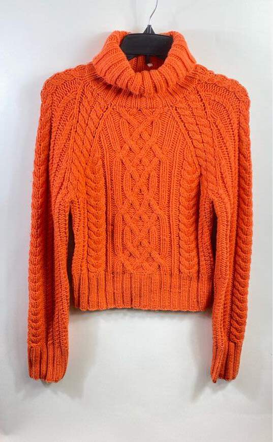 Express Women Orange Turtleneck Knit Sweater M image number 1