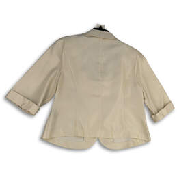 Womens White Cuffed Sleeve Pockets Three Button Cropped Blazer Size 18W alternative image