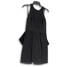 Womens Black Sleeveless Round Neck Back Zip Knee Length Shift Dress Size 4