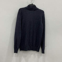 Mens Blue Knit Long Sleeve Quarter Zip Mock Neck Pullover Sweater Size M alternative image