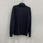 Mens Blue Knit Long Sleeve Quarter Zip Mock Neck Pullover Sweater Size M image number 2