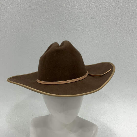 Unisex Brown Lightweight Wide Brim Classic Western Cowboy Hat One Size image number 3