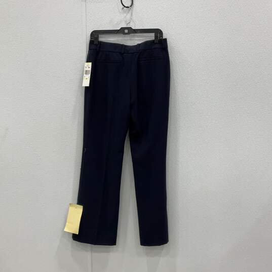 NWT Anne Klein Womens Navy Blue Flat Front Slash Pocket Dress Pants Size 4P image number 2