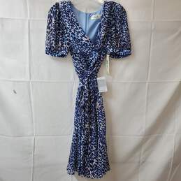 Eliza J Blue Leopard Print Polyester Dress Womens Size 8