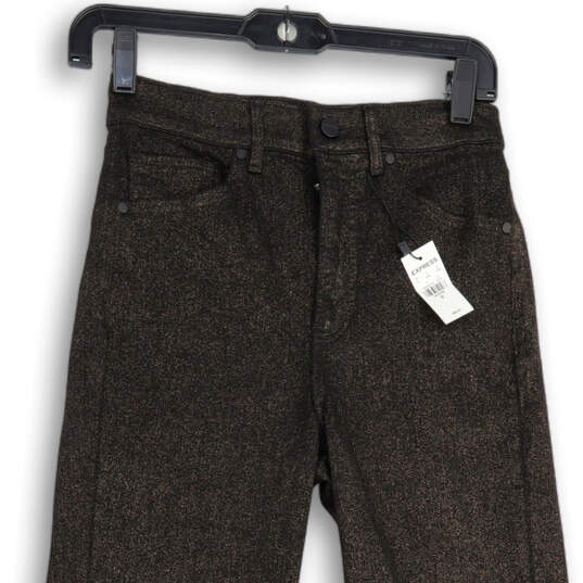 NWT Womens Black Bronze Shimmer 5-Pocket Design Straight Jeans Size 00 image number 3