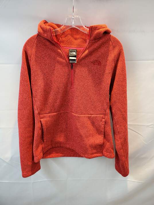 The North Face Half Zip Red Pullover Hooded Sweater Women's Size L image number 1