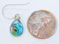 Sterling Silver Fish Pendant Necklace Abalone Necklace & Earrings & Square Band Ring 18.1g image number 3