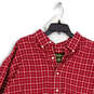 Mens Red Plaid Long Sleeve Pocket Collared Button Up Shirt Size 2XL image number 3