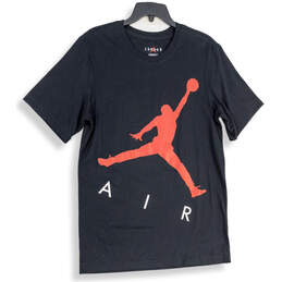 Mens Black Red Air Jordan Graphic Print Crew Neck Pullover T-Shirt Size S