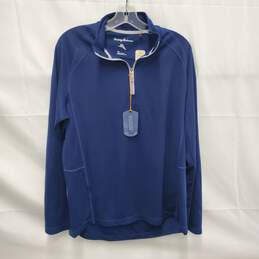 NWT Tommy Bahama MN's Blue Half Zip Firewall Long Sleeve Pullover Size S/P