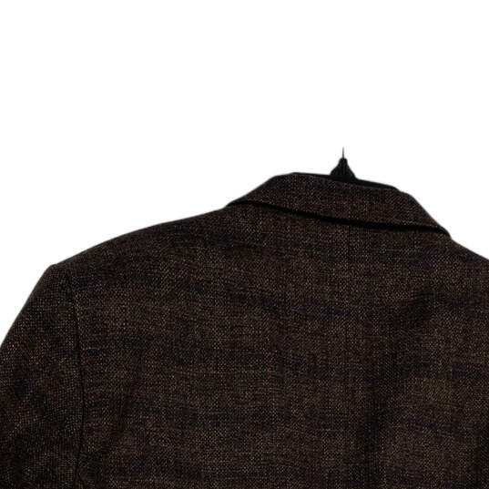 Mens Brown Plaid Long Sleeve Single Breasted Two Button Blazer Size 46 Long image number 4