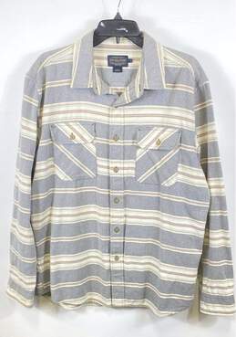 Pendleton Mens Multicolor Striped Long Sleeve Collared Button Up Shirt Size L