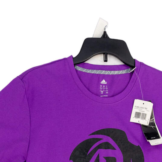 NWT Mens Purple Rose Logo Crew Neck Short Sleeve Pullover T-Shirt Size L image number 3